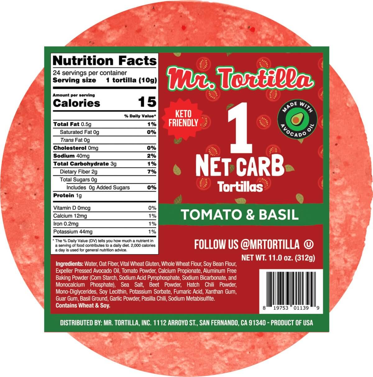 1 Net Carb, 15 Calorie Tortillas - 24 Count